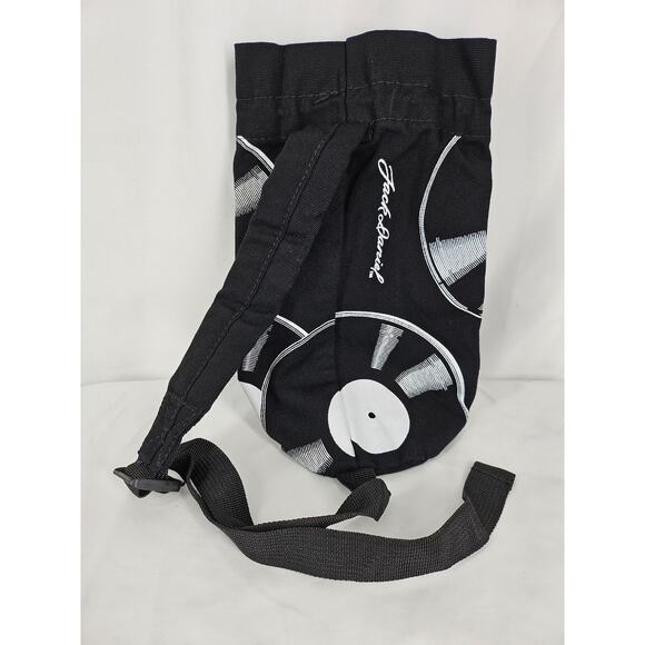JACK DANIEL'S OLD NO. 7 BRAND DRAWSTRING BAG BLACK & WHITE VINYL RECORDS DESIGN - Picture 3 of 5
